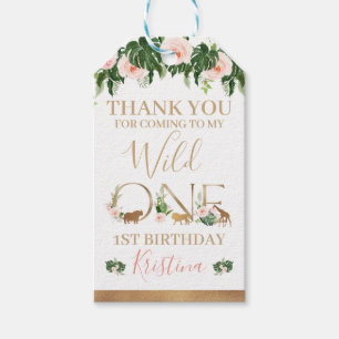 Etiqueta Para Presente Faux Dourado Wild One Floral Safari Aniversário F