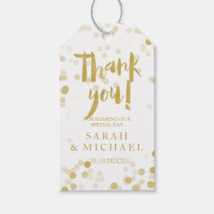 Etiqueta Para Presente Faux Gold Foil Confetti Obrigado