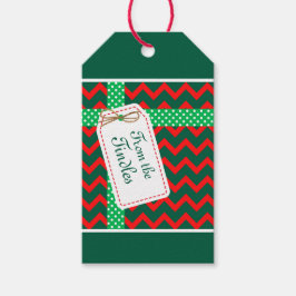 Etiqueta Para Presente Faux Vermelhos Velvet Vermelhos Zig Zag Verdes Per