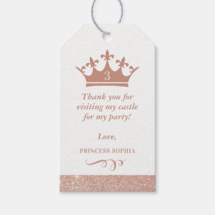 Etiqueta Para Presente Favor da Coroa da Princesa Rosa Esbranquiçada 