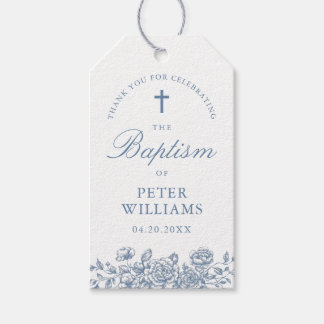 Etiqueta Para Presente Favor de Agradecimento de Batismo com Flores Vinta