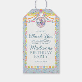 Etiqueta Para Presente Favor de Aniversário Azul Cue the Confetti