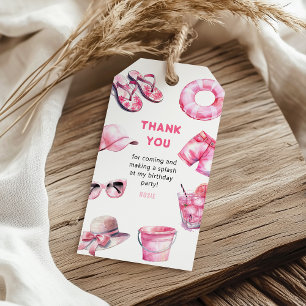 Etiqueta Para Presente Favor de Aniversário da legal Menina de Verão Rosa