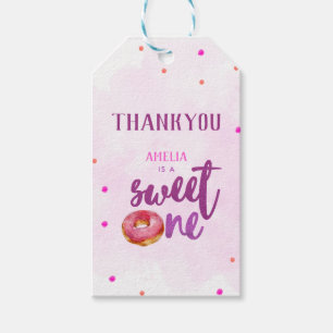 Etiqueta Para Presente Favor de aniversário de 1 ano para menina - Donut 