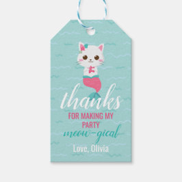 Etiqueta Para Presente Favor de Aniversário do Gatinho de Sereia