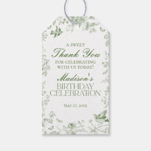 Etiqueta Para Presente Favor de Aniversário Floral Verde Toile De Jouy