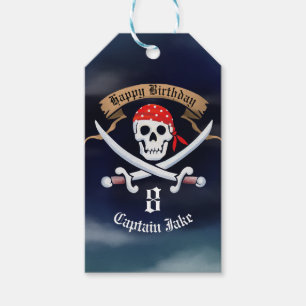 Etiqueta Para Presente Favor de Aniversário Pirata Jolly Roger