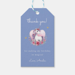 Etiqueta Para Presente Favor de Aniversário Rosa Unicórnio Mágico Dourado