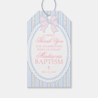 Etiqueta Para Presente Favor de Batismo Floral Vintage Azul Chique