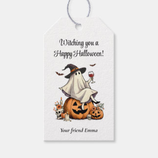 Etiqueta Para Presente Favor de Bruxa Feliz Halloween Personalizado