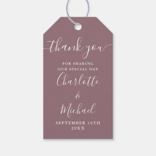 Etiqueta Para Presente Favor de casamento Agradecimento Mauve Script