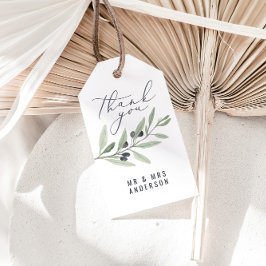 Etiqueta Para Presente Favor de casamento botânico de azeitona de cor aqu