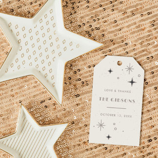 Etiqueta Para Presente Favor de casamento celestial Lua & Estrelas Cinza