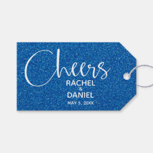Etiqueta Para Presente Favor de Casamento com Glitter Azul