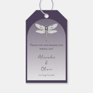 Etiqueta Para Presente Favor de Casamento de Dragonfly Roxo Escuro