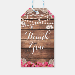 Etiqueta Para Presente Favor de casamento de rosas rosa brilhante de rend