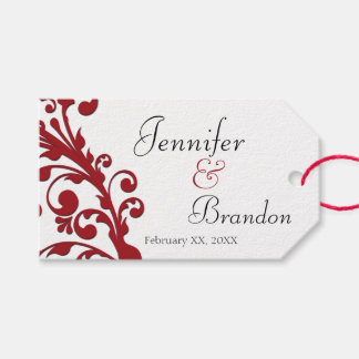 Etiqueta Para Presente Favor de casamento floral vermelho elegante