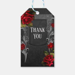 Etiqueta Para Presente Favor de Casamento Gótico do Ornamentado Negro do