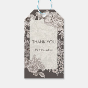 Etiqueta Para Presente Favor de casamento moderno floral vintage marfim c