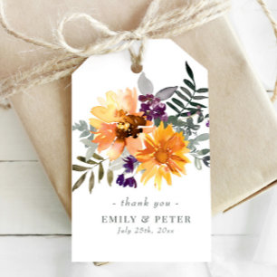 Etiqueta Para Presente Favor de Casamento Rustic Sunflower & Wildflower