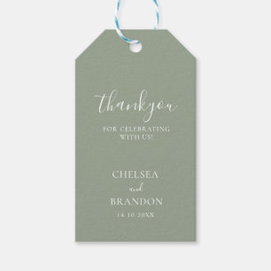 Etiqueta Para Presente Favor de casamento simples minimalista verde sálvi