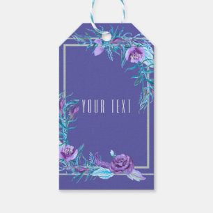 Etiqueta Para Presente Favor de casamento ultra violeta roxo aqua floral 