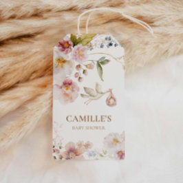 Etiqueta Para Presente Favor de Chá de fraldas de Flor Selvagem