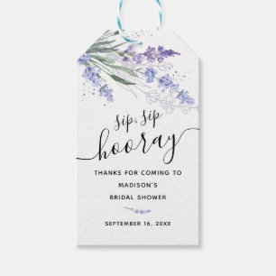 Etiqueta Para Presente Favor de Chá de Noiva Sip Sip Hooray com Lavanda