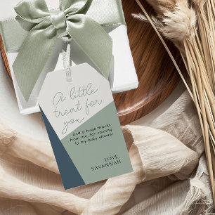 Etiqueta Para Presente Favor de Chá de Tricolor Verde com Sage de Script