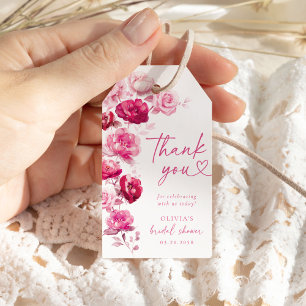 Etiqueta Para Presente Favor de Chuveiro de Noiva Boho Magenta Rosa Flora