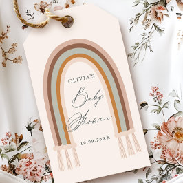 Etiqueta Para Presente Favor de Chuvinha de Bebê em Tons da Terra Boho