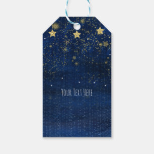 Etiqueta Para Presente Favor de Festa Celestial Estelar Azul e Dourado Br