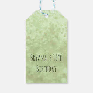 Etiqueta Para Presente Favor de Festa de Aniversário Brilho Verde Lima Gl