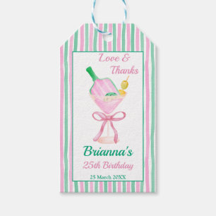 Etiqueta Para Presente Favor de festa de aniversário verde e rosa-taque