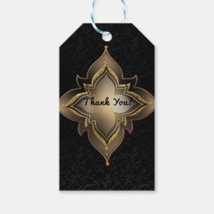 Etiqueta Para Presente Favor de festa Flor Exótico Chic Dourado Preto Gla
