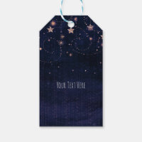 Favor de festa roxo e dourado com estrelas celesti
