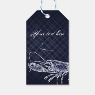 Etiqueta Para Presente Favor de festa Vintage Lagosta Azul Marinho Elegan