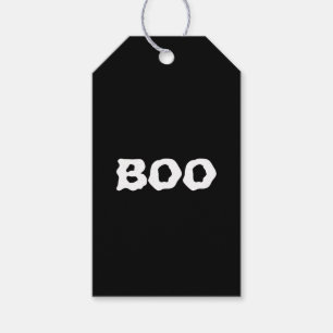 Etiqueta Para Presente Favor de Halloween assustador preto e branco Boo