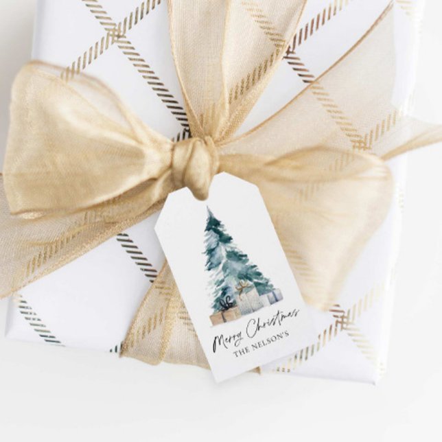 Etiqueta Para Presente Favor de Natal Elegante (Merry Christmas Gift Tags)