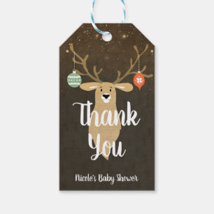 Etiqueta Para Presente Favor de Natal Rústico para Chá de Bebê com Cervo