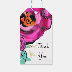 Etiqueta Para Presente Favor de Noiva em Aquarela Floral Moderno Rosa Ous