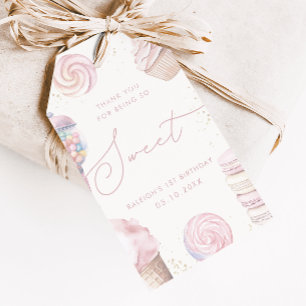 Etiqueta Para Presente Favor de Sorvete de um doce, cor-de-rosa,