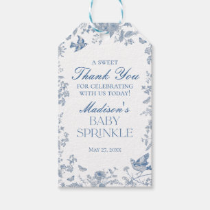 Etiqueta Para Presente Favor de Sprinkle para Bebê com Toile De Jouy Azul
