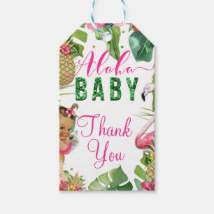 Etiqueta Para Presente Favor de Vintage Bebê Menina Tropical Aloha Havaia