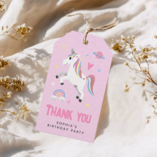 Etiqueta Para Presente Favor do Aniversário de criança Girly Pink Rainbow