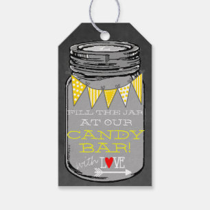 Etiqueta Para Presente Favor do casamento do amarelo do quadro do frasco