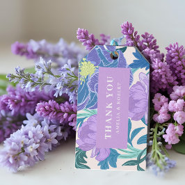 Etiqueta Para Presente Favor do Casamento Floral de Pastel Lilac e Púrpur