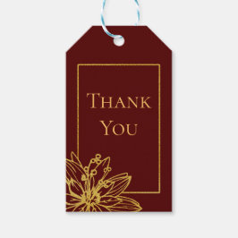 Etiqueta Para Presente Favor do Casamento Floral Vermelho e Dourado Obrig