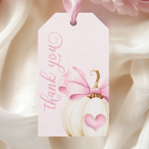 Etiqueta Para Presente Favor do Chá de fraldas de Abóbora Rosa