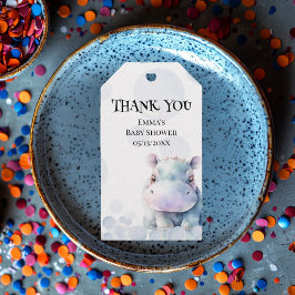 Etiqueta Para Presente Favor do Chá de fraldas Hippo e Bolhas